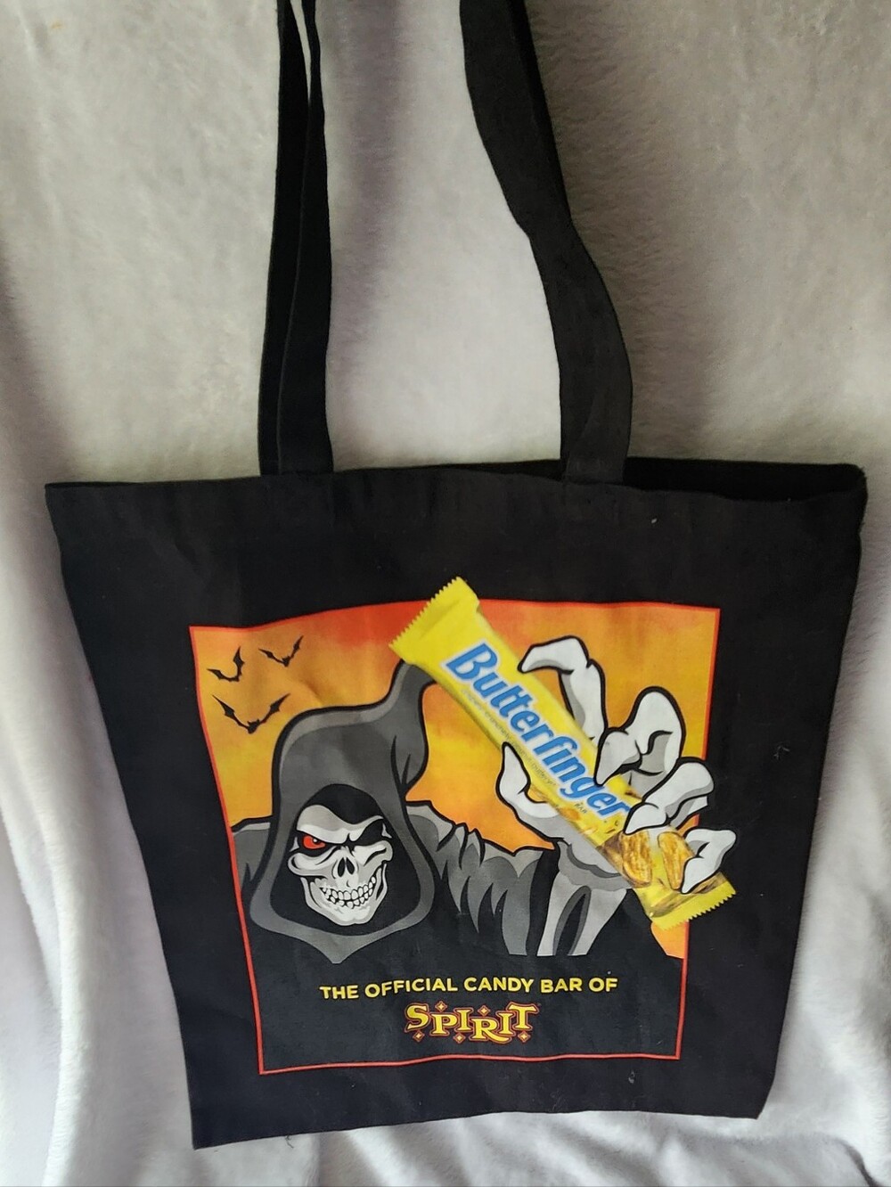 Spirit Halloween Black Graphic Tote Bag - Reaper Design